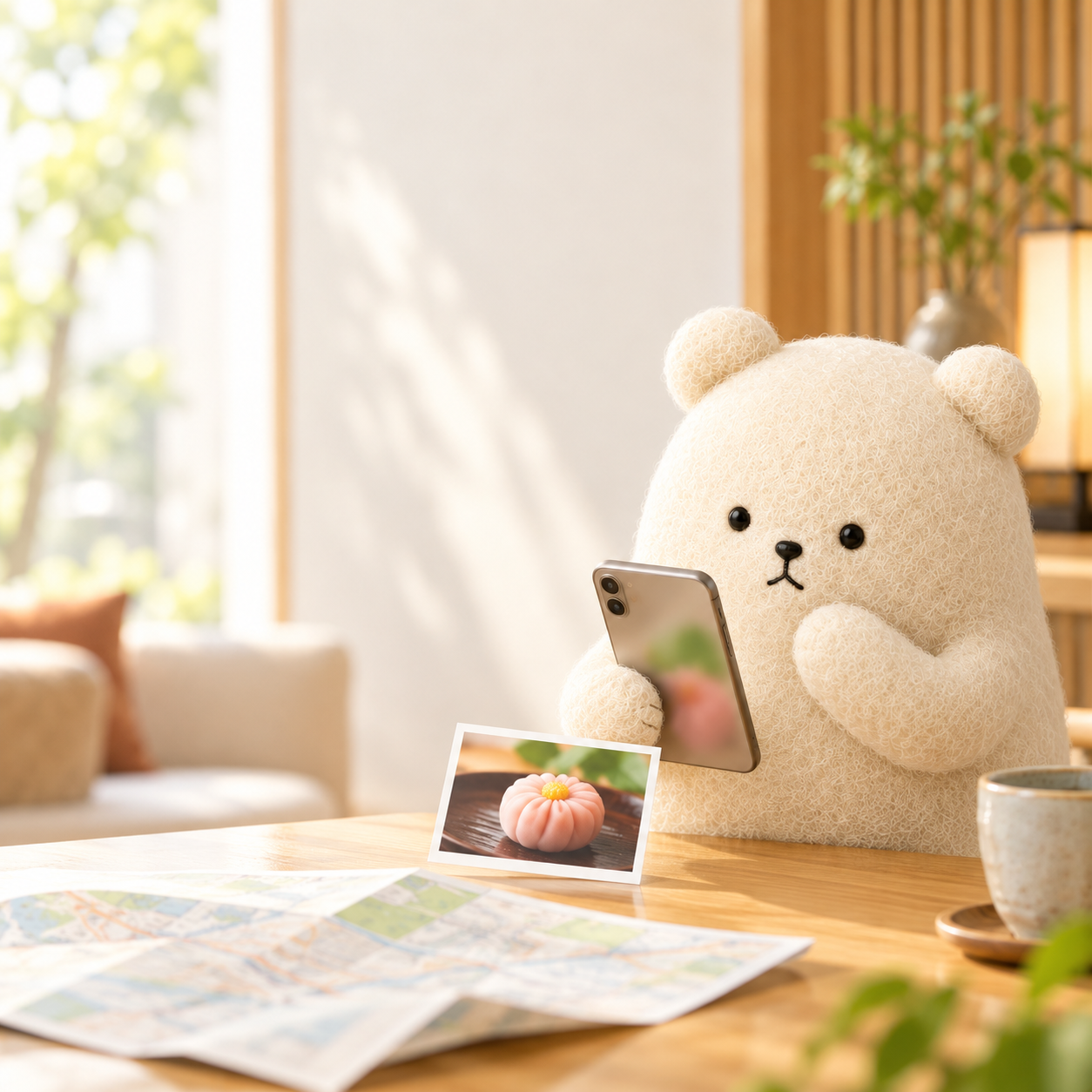 KUMA searching for a Japanese sweet from a photo while planning a route